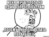 Меня мучает только один вопрос по утрам ,,Почему я не легла спать пораньше?,,