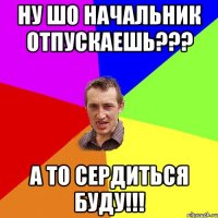 Ну шо начальник отпускаешь??? А то сердиться буду!!!