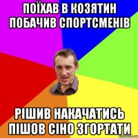 поїхав в Козятин побачив спортсменів рішив накачатись пішов сіно згортати