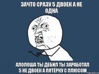 зачто сразу 5 двоек а не одна алолоша ты дебил ты заработал 5 не двоек а пятёрку с плюсом