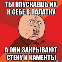 ТЫ ВПУСКАЕШЬ ИХ К СЕБЕ В ПАЛАТКУ А ОНИ ЗАКРЫВАЮТ СТЕНУ И КАМЕНТЫ