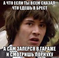 А ЧТО ЕСЛИ ТЫ ВСЕМ СКАЗАЛ, ЧТО ЕДЕШЬ В БРЕСТ А САМ ЗАПЕРСЯ В ГАРАЖЕ И СМОТРИШЬ ПОРНУХУ