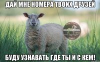 Дай мне номера твоих друзей буду узнавать где ты и с кем!