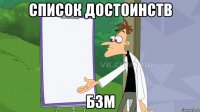 список достоинств бзм