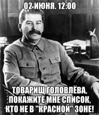 02 июня. 12:00 Товарищ Головлёва, покажите мне список, кто не в "красной" зоне!