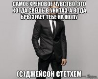 Самое хреновое чувство, это когда срёшь в унитаз, а вода брызгает тебе на жопу (с)Джейсон Стетхем