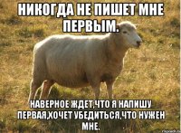 Никогда не пишет мне первым. Наверное ждет,что я напишу первая,хочет убедиться,что нужен мне.