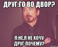 Друг:Го во двор? Я:Не,я не хочу Друг:Почему?