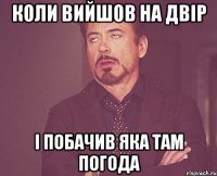 коли вийшов на двір і побачив яка там погода