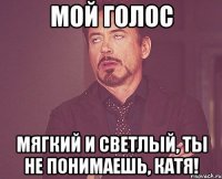 мой голос мягкий и светлый, ты не понимаешь, катя!