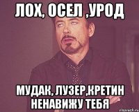 Лох, осел ,урод Мудак, лузер,кретин Ненавижу тебя