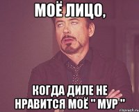 моё лицо, когда диле не нравится моё " мур "