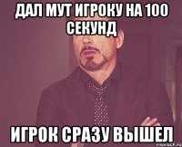 Дал мут игроку на 100 секунд Игрок сразу вышел