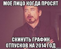 МОЁ ЛИЦО КОГДА ПРОСЯТ СКИНУТЬ ГРАФИК ОТПУСКОВ НА 2014 ГОД