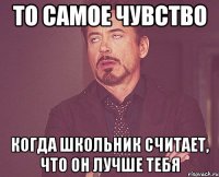 то самое чувство когда школьник считает, что он лучше тебя