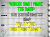 Where can I park the car? уэа кэн ай па:к зэ ка:? Где я могу припарковаться?