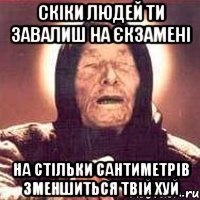 скіки людей ти завалиш на єкзамені на стільки сантиметрів зменшиться твій хуй