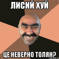 лисий хуй це неверно толян?