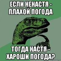 Если ненастя - плахой погода тогда настя - хароши погода?