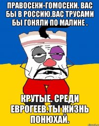 Правосеки-гомосеки. Вас бы в россию.вас трусами бы гоняли по малине . Крутые. Среди еврогеев.ты жизнь понюхай.