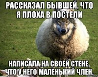 рассказал бывшей, что я плоха в постели написала на своей стене, что у него маленький член.