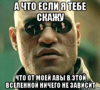 А что если я тебе скажу что от моей авы в этой вселенной ничего не зависит