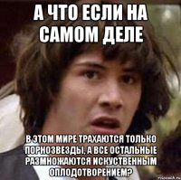 А ЧТО ЕСЛИ НА САМОМ ДЕЛЕ В ЭТОМ МИРЕ ТРАХАЮТСЯ ТОЛЬКО ПОРНОЗВЕЗДЫ, А ВСЕ ОСТАЛЬНЫЕ РАЗМНОЖАЮТСЯ ИСКУСТВЕННЫМ ОПЛОДОТВОРЕНИЕМ?