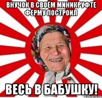 Внучок в своём миникруфте ферму построил Весь в бабушку!