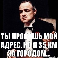 Ты просишь мой адрес, но я 35 км за городом...