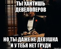 Ты хантишь девелоперов но ты даже не девушка и у тебя нет груди