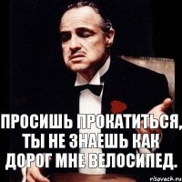 Просишь прокатиться, ты не знаешь как дорог мне велосипед.