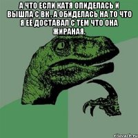 А что если Катя опиделась и вышла с ВК , а обиделась на то что я её доставал с тем что она жираная. 