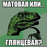 Матовая или... Глянцевая?