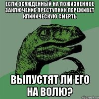 Если осужденный на пожизненное заключение преступник переживет клиническую смерть выпустят ли его на волю?