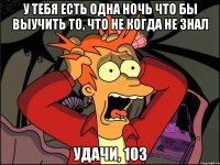 У тебя есть одна ночь что бы выучить то, что не когда не знал удачи, 103