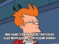  Мне кажется или я действительно буду молодцом, если подам заявку в лагерь?