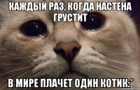 Каждый раз, когда Настена грустит в мире плачет один котик:*