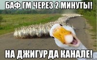 Баф ГМ через 2 минуты! На джигурда канале!