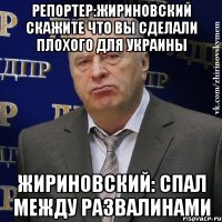 Репортер:Жириновский скажите что вы сделали плохого для украины Жириновский: спал между развалинами