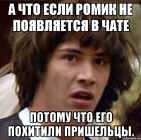 А ЧТО ЕСЛИ РОМИК НЕ ПОЯВЛЯЕТСЯ В ЧАТЕ ПОТОМУ ЧТО ЕГО ПОХИТИЛИ ПРИШЕЛЬЦЫ.