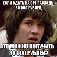 Если сдать на орг.расходы 30 000 рублей, то можно получить 30 000 рублей?