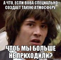 А ЧТО, ЕСЛИ ВОВА СПЕЦИАЛЬНО СОЗДАЕТ ТАКУЮ АТМОСФЕРУ, ЧТОБ МЫ БОЛЬШЕ НЕ ПРИХОДИЛИ?