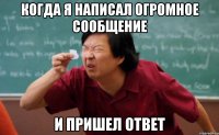 когда я написал огромное сообщение и пришел ответ