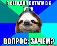 Я СЕГОДНЯ ВСТАЛА В 6 УТРА ВОПРОС: ЗАЧЕМ?