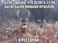 ты не знаешь, что делать, если бы не было никаких проблем а ресторан.