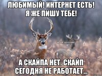 Любимый! Интернет есть! я же пишу тебе! а скайпа нет. Скайп сегодня не работает...