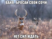 Ваня , бросай свой Сочи Нет сил ждать