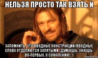 Нельзя просто так взять и запомнить, что вводные конструкции/вводные слова отделяются запятыми (думаешь, знаешь, во-первых, к сожалению...)