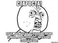 Староста! Почему пишешь в группе всякую хуйню, а про концерт ничего не сообщаешь!