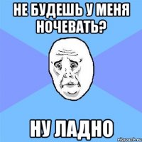 НЕ БУДЕШЬ У МЕНЯ НОЧЕВАТЬ? НУ ЛАДНО